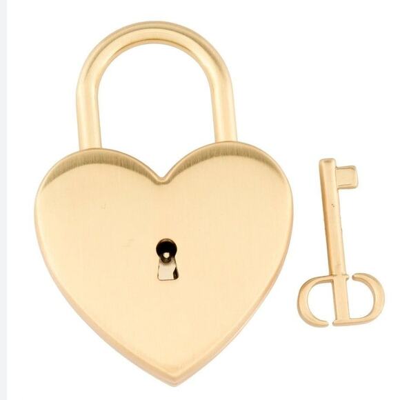 NIB Authentic Christian Dior heart Lock & Key Bag Charm Keychain Necklace - Picture 5 of 6